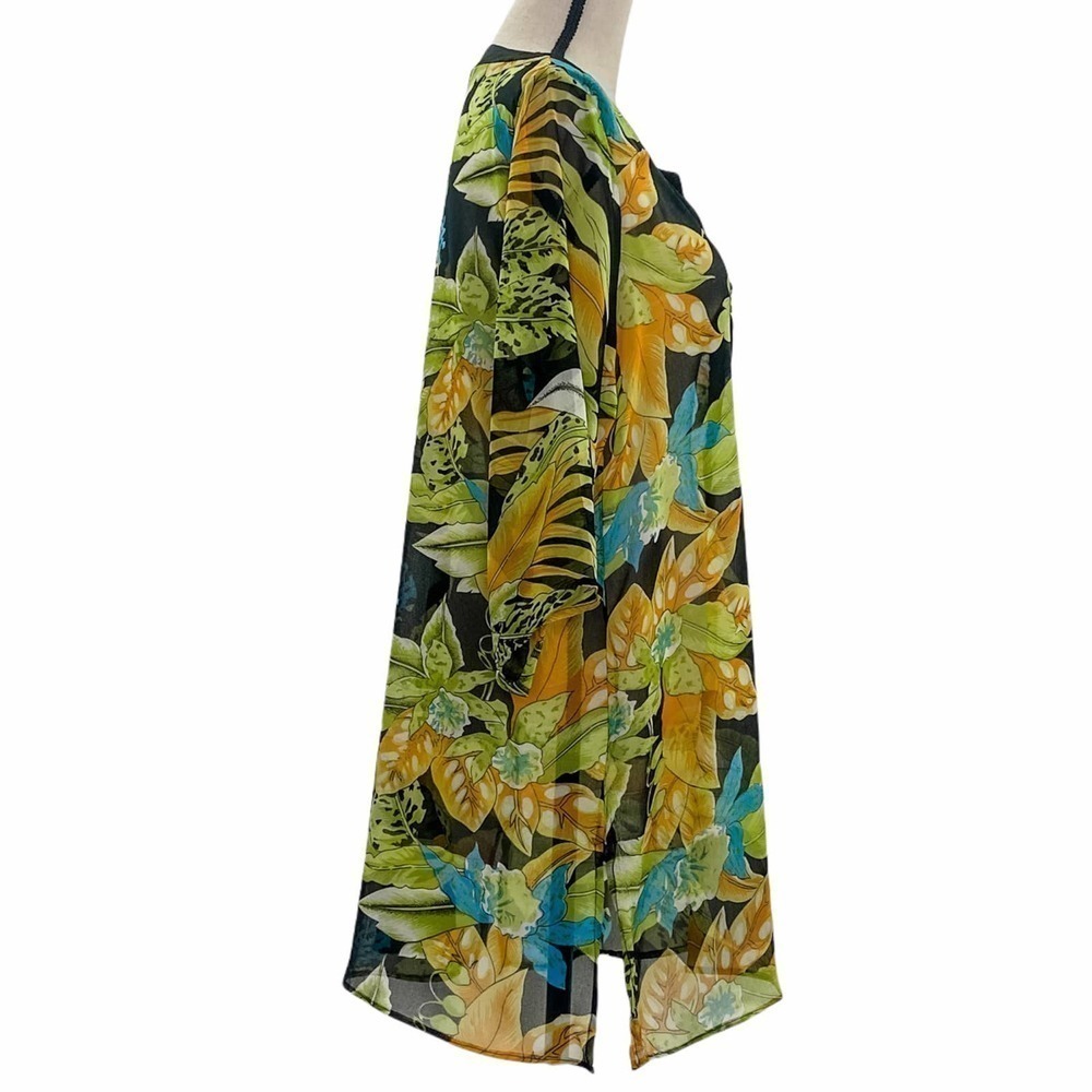 SWIM & Smile Green Abstract Print Long Sleeve Bathing Suit Cover-Up - Picture 4 of 11